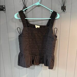LOFT Black Smocked Peplum Camisole Tank